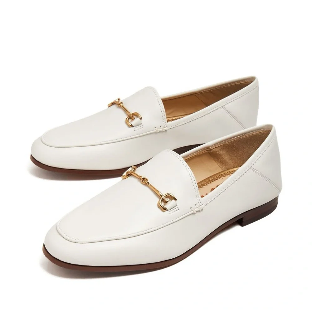 White Leather Women's Bit Loafers 24.5 size 8(7.5)